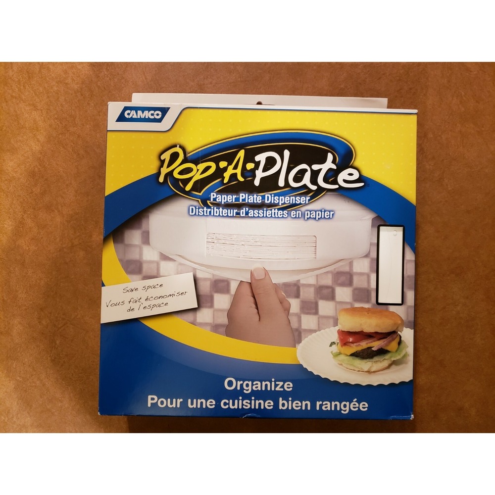 Pop-A-Plate Camco Dispenser White 57001 Camper RV Boat Home Cabin Lodge NEW